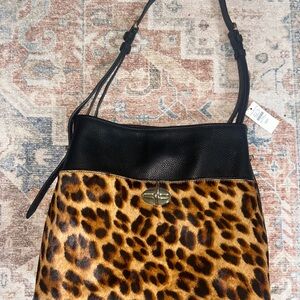 Leopard Print Leather Shoulder Bag